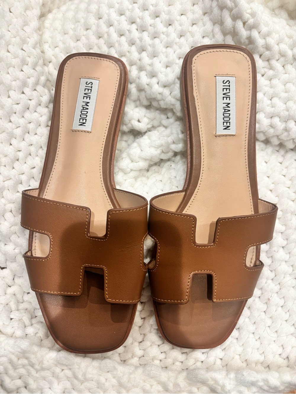 Steve Madden Slide Sandals in Cognac Brown - Picture 3 of 4